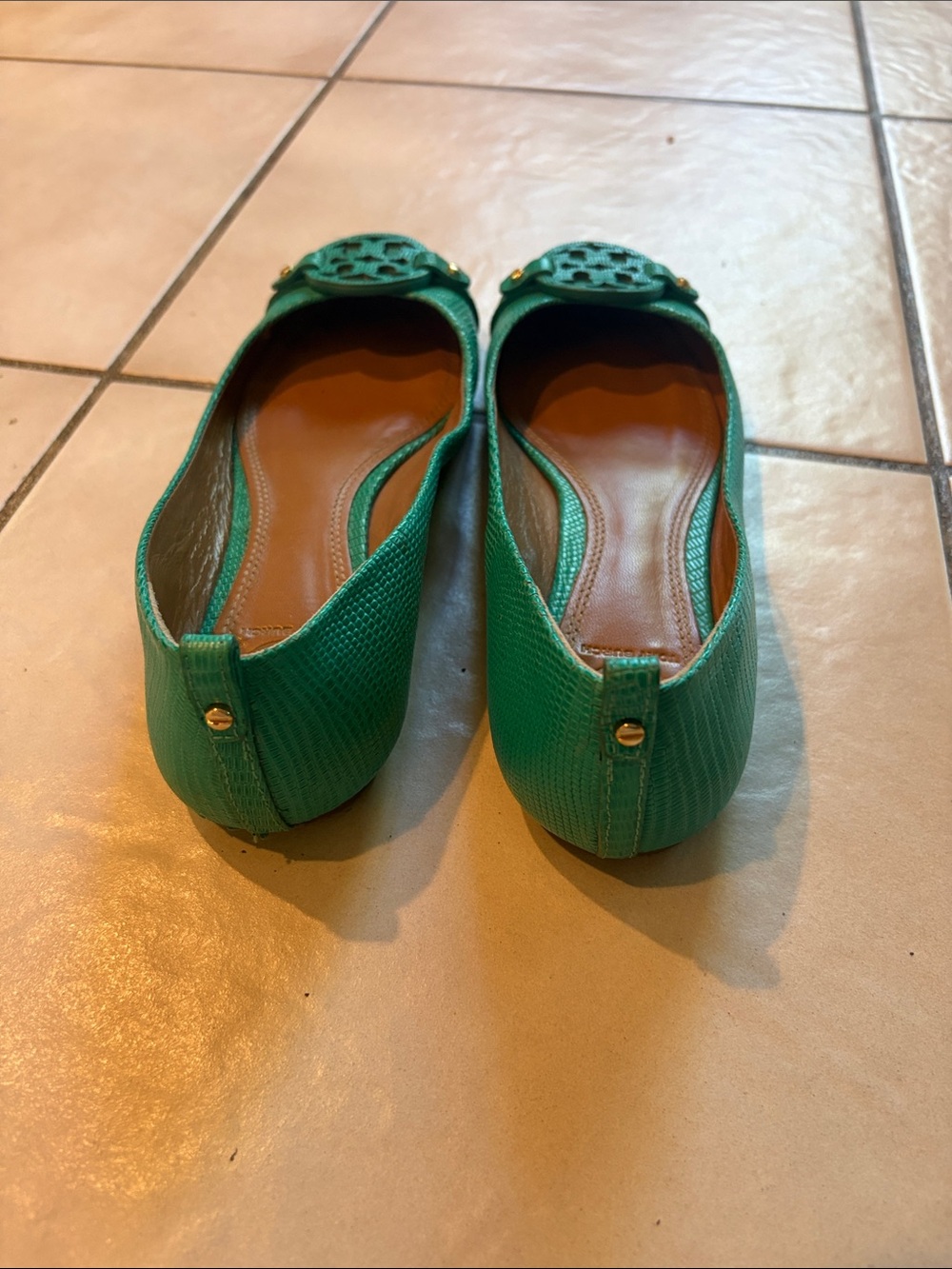 Tory Burch Matte Micro Tejus Print Mini Miller Flat in Pond Green - Picture 6 of 7